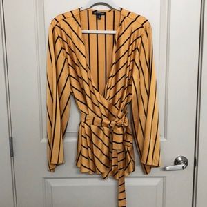 NWOT INC Gold Yellow Wrap Top